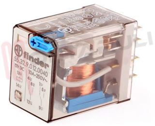 Immagine di MINIRELE' 2 SCAMBI 10A 12VDC C/TASTO PROVA+LED
