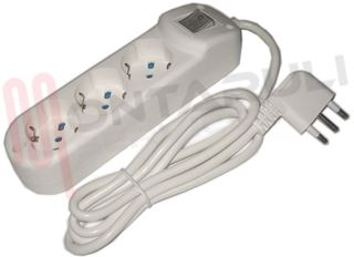 Immagine di PRESA MULTIPLA 3PR. SCHUKO/BIV. C/CAVO+INT. 2P+T 16A BIANCA