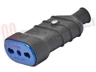 Immagine di PRESA VOLANTE 2P+T 16A BIVALENTE NERA 9280065