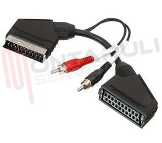 Immagine di CAVO SCART 21 POLI /1 SCART FEMMINA/ 2 RCA MASCHIO OUT CM.20