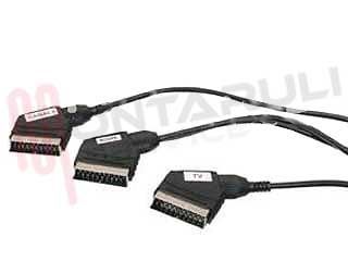 Immagine di CAVO SCART 21 POLI 3 SCART VIDEO/TV/READER MT.1,5