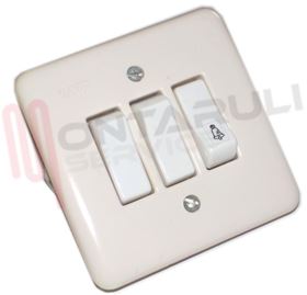 Visualizza i dettagli per DOPPIO DEVIATORE E PULSANTE INCASSO C/PLACCA BIANCA Immagine di DOPPIO DEVIATORE E PULSANTE INCASSO C/PLACCA BIANCA