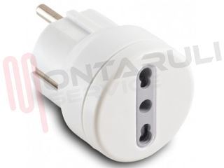 Immagine di ADATTATORE SCHUKO 1 PRESA BIVALENTE 16A BIANCO