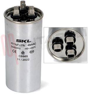 Immagine di CONDENSATORE METALLICO 45+5MF 450VAC X CONDIZIONATORI