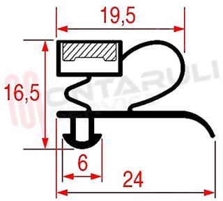 Immagine di GUARNIZIONE MAGNETICA 3L GRIGIA 1570X663MM SEZ.1003