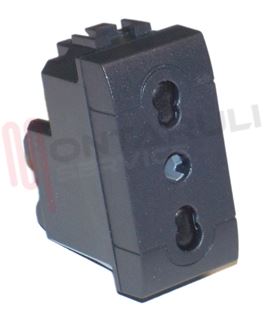 Immagine di PRESA 2P+T 10/16A BIVALENTE NERA 250V SERIE LIVING INTERNAT.