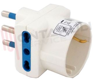 Immagine di ADATTATORE TRIPLO/SCHUKO 16A 2P+T BIANCO