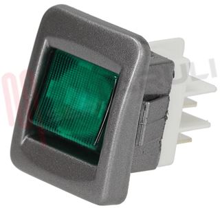 Immagine di INTERRUTTORE BIPOLARE 16A LUMINOSO VERDE CORNICE SILVER