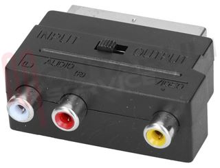 Immagine di ADATTATORE SCART 21 POLI+SWITCH IN-OUT /3 RCA FEMM.