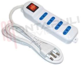 Visualizza i dettagli per PRESA MULTIPLA 4PR. BIVALENTE + INT. CAVO 1,5MT. Immagine di PRESA MULTIPLA 4PR. BIVALENTE + INT. CAVO 1,5MT.