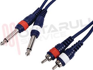 Immagine di CAVO AUDIO 2 RCA MASCHIO / 2 JACK MASCHIO 6,35MM MT.3 MONO