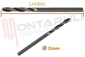 Visualizza i dettagli per PUNTA PER METALLO HSS-G DIN 338 Ø 2,0 L 48,5 MM. Immagine di PUNTA PER METALLO HSS-G DIN 338 Ø 2,0 L 48,5 MM.