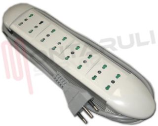 Immagine di PRESA MULTIPLA 8PR. BIVALENTI CON CAVO 3X1MMQ 1,5 MT.