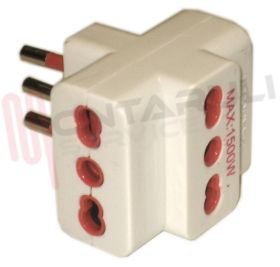 Visualizza i dettagli per ADATTATORE TRIPLO 10A 2P+T BIANCO Immagine di ADATTATORE TRIPLO 10A 2P+T BIANCO