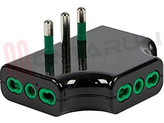 Immagine di ADATTATORE TRIPLO PIATTO 3 PRESE 2P+T 16A NERO