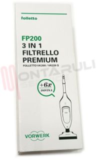 Immagine di SACCHETTI FOLLETTO VK200/VK220S 3IN1 FILTRELLO +6PZ.DOVINA