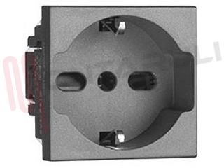 Immagine di PRESA SCHUKO BIPASSO 2P+T 10/16A SCURA SERIE VELA