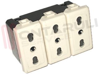 Immagine di PRESA BIVALENTE 2P+T 10/16A TRIPLEX SERIE MAGIC TT