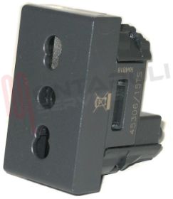 Visualizza i dettagli per PRESA BIVALENTE NERA 16A AVE SISTEMA45 Immagine di PRESA BIVALENTE NERA 16A AVE SISTEMA45