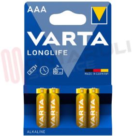 Visualizza i dettagli per BATTERIA 1,5V LR03 AAA ALKALINA BL.4 PZ LONGLIFE VARTA Immagine di BATTERIA 1,5V LR03 AAA ALKALINA BL.4 PZ LONGLIFE VARTA