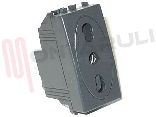 Immagine di PRESA BIVALENTE 2P+T 10/16A GRIGIO SERIE MODO