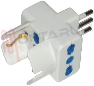 Immagine di ADATTATORE TRIPLO + SCHUKO SPINA 10A 2P+T 1500W MAX BIANCO