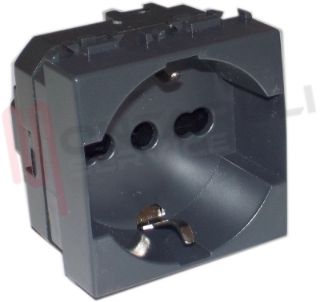 Immagine di PRESA BIVALENTE 2P+T 10/16A SCHUKO GRIGIO SERIE MODO