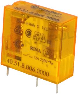 Immagine di MINIRELE' 1 SCAMBIO 12A 6V AC PER CIRCUITO STAMPATO
